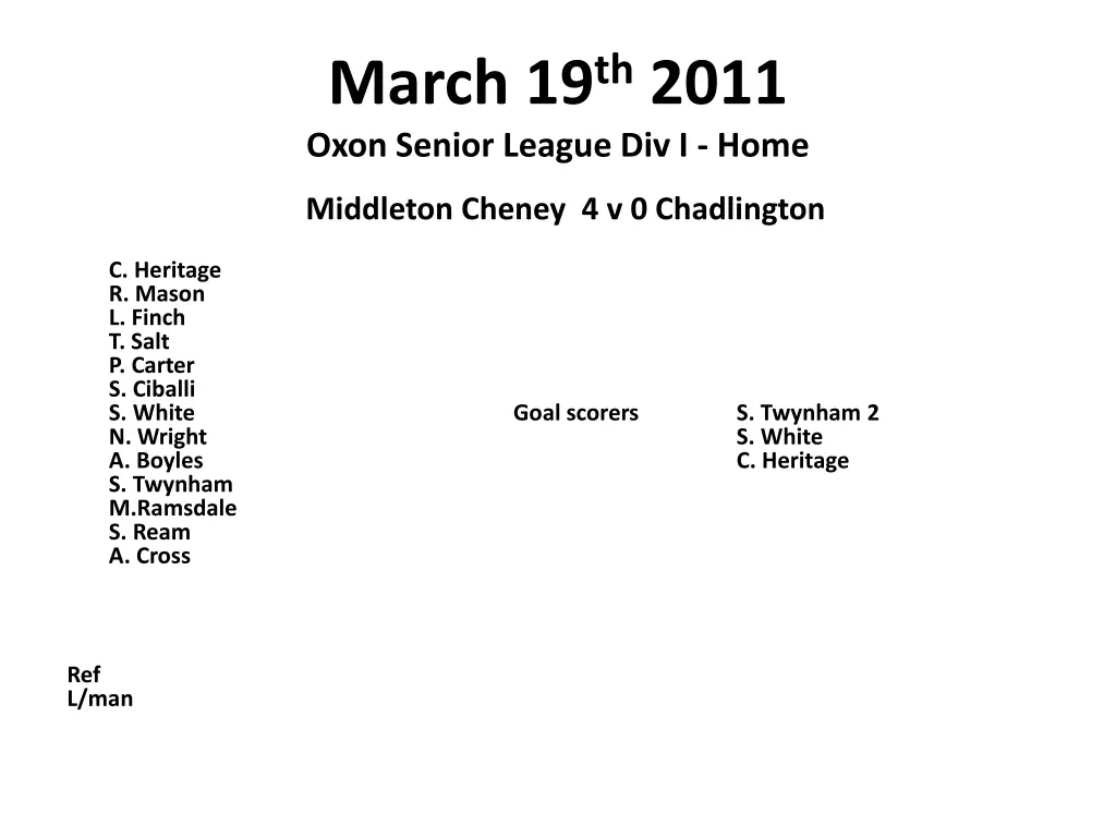 march 19 th 2011 oxon senior league div i home