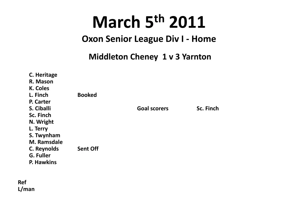 march 5 th 2011 oxon senior league div i home