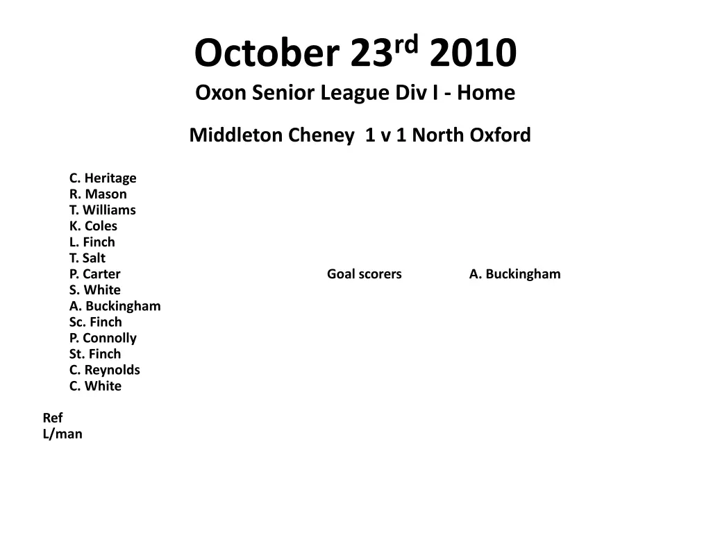 october 23 rd 2010 oxon senior league div i home