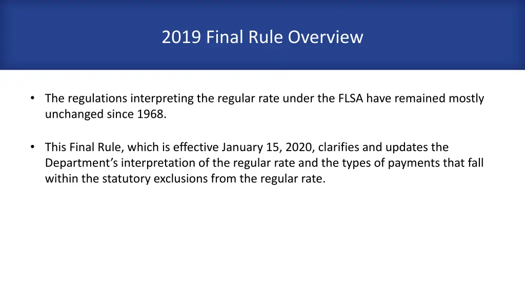 2019 final rule overview