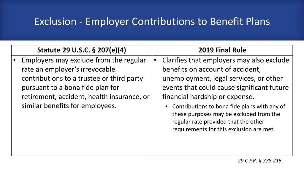 exclusion employer contributions to benefit plans