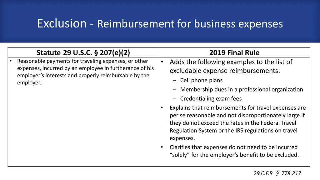 exclusion reimbursement for business expenses