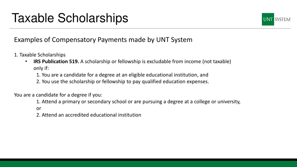 taxable scholarships