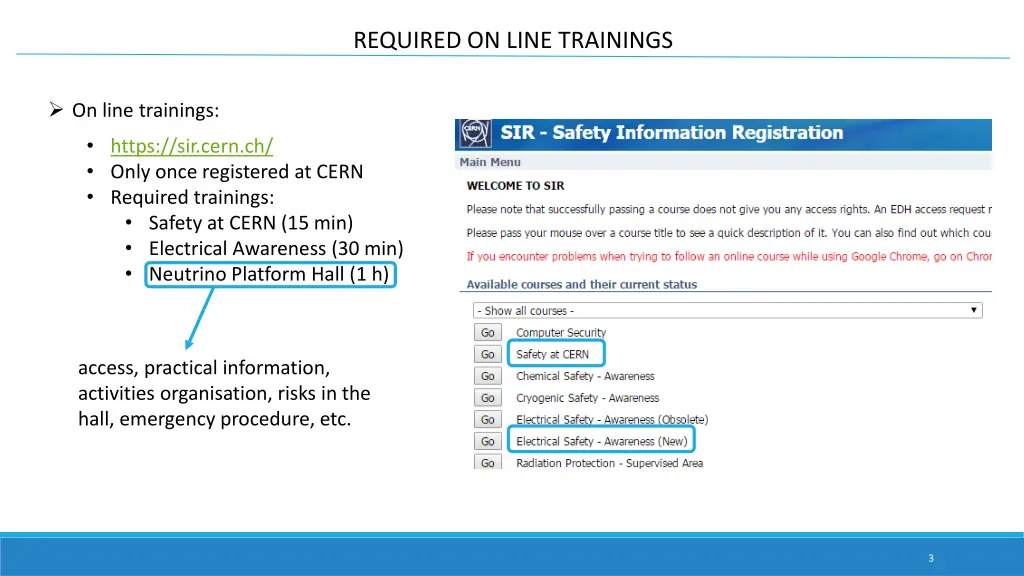 required on line trainings