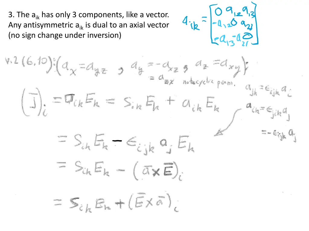 3 the a ik has only 3 components like a vector