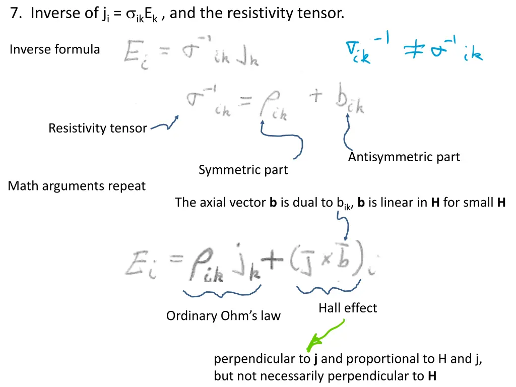 7 inverse of j i ik e k and the resistivity tensor