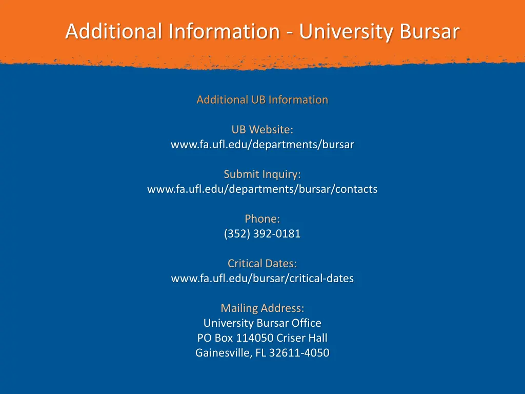 additional information university bursar 1