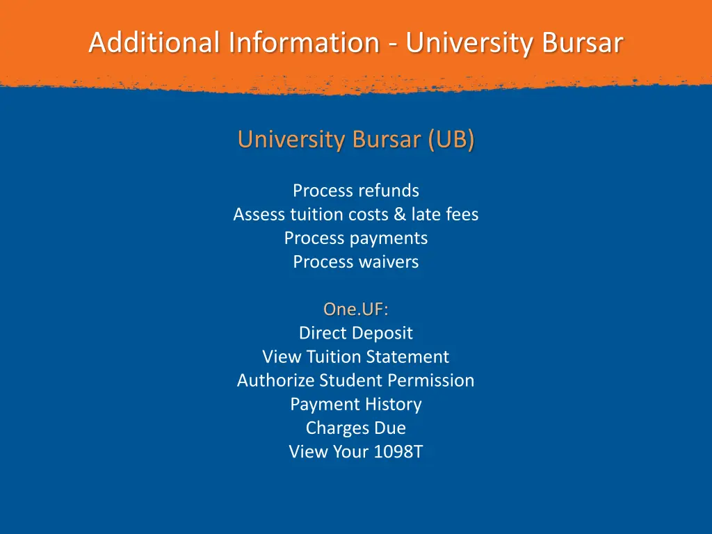 additional information university bursar