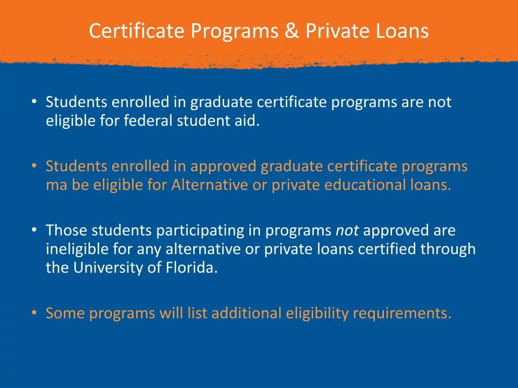 certificate programs private loans