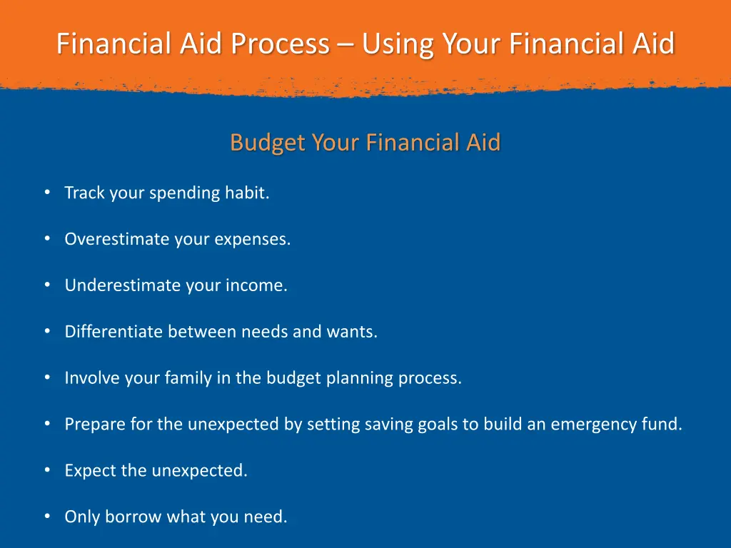 financial aid process using your financial aid