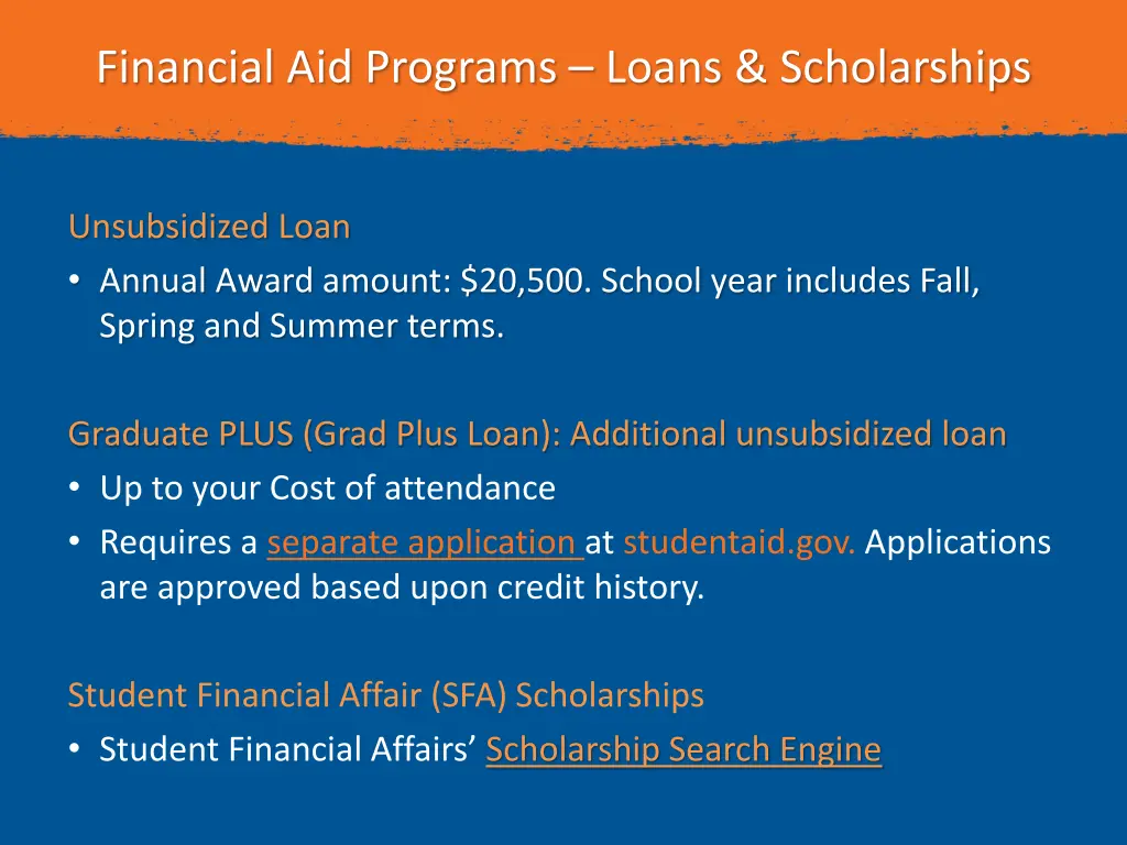 financial aid programs loans scholarships