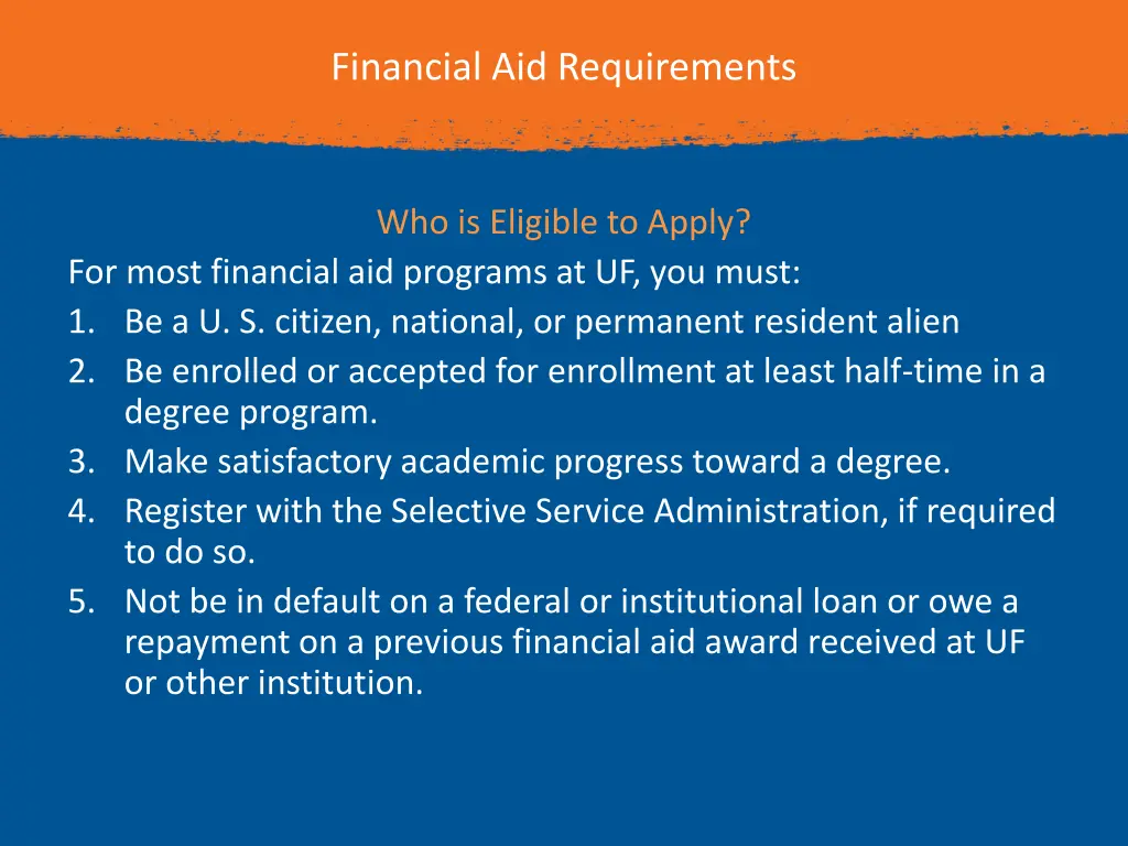 financial aid requirements