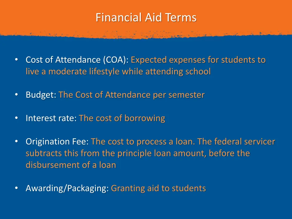 financial aid terms