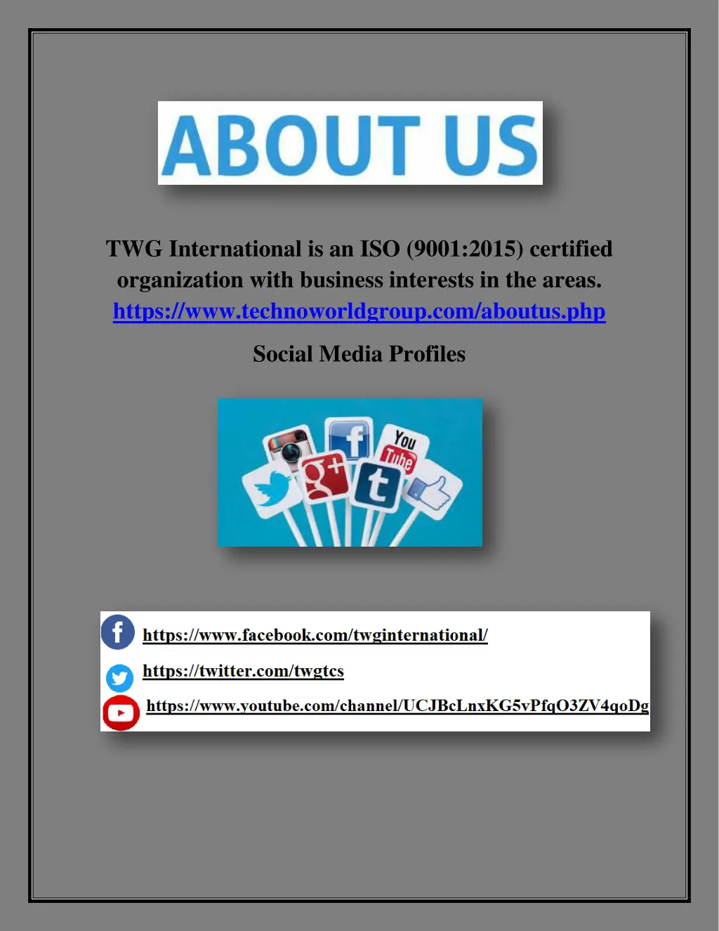 twg international is an iso 9001 2015 certified