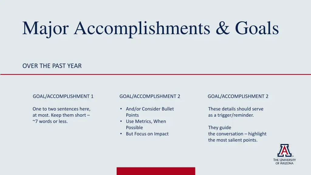 major accomplishments goals