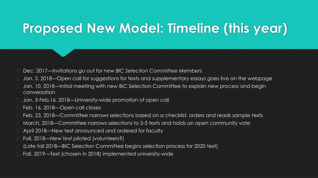 proposed new model timeline this year