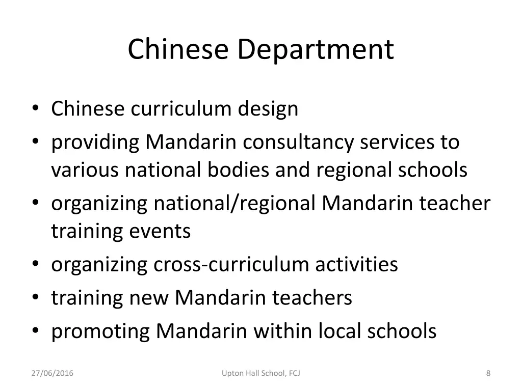 chinese department