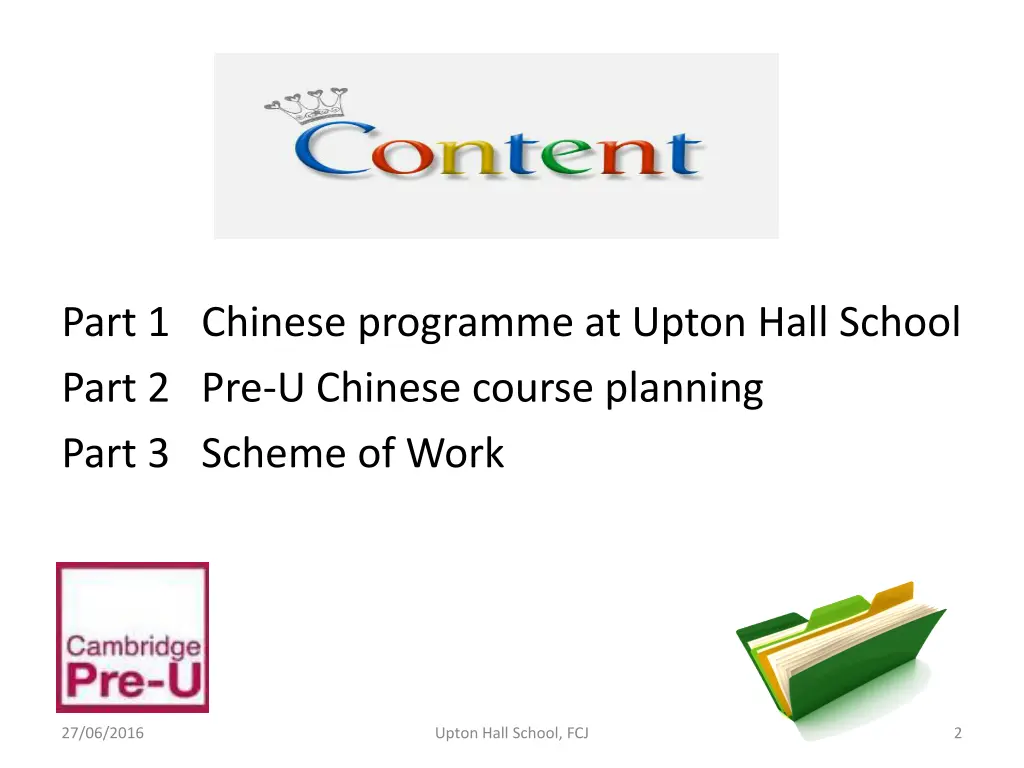 part 1 chinese programme at upton hall school