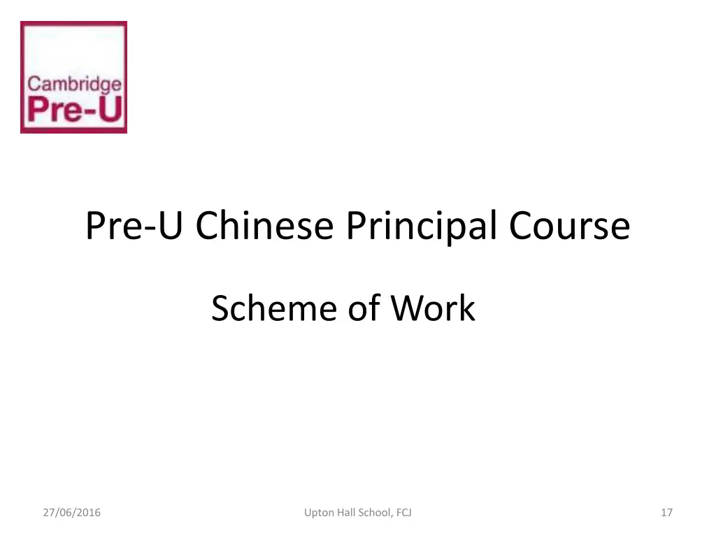 pre u chinese principal course