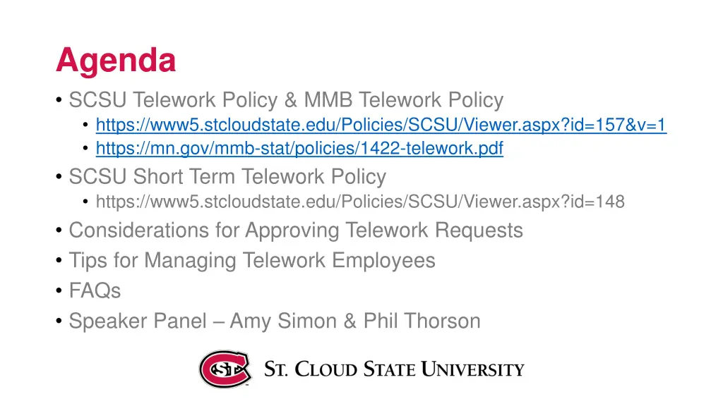 agenda scsu telework policy mmb telework policy