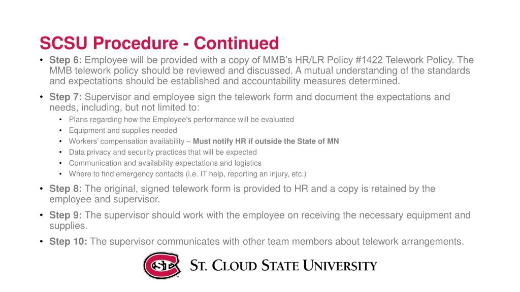 scsu procedure continued step 6 employee will