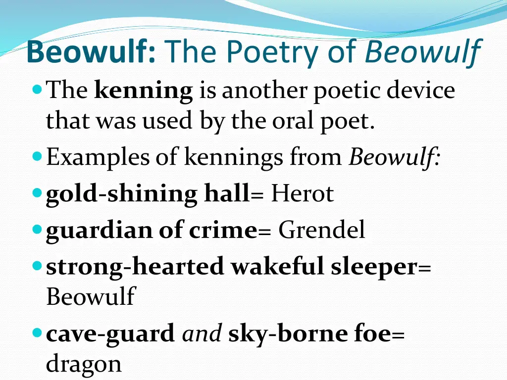 beowulf the poetry of beowulf the kenning