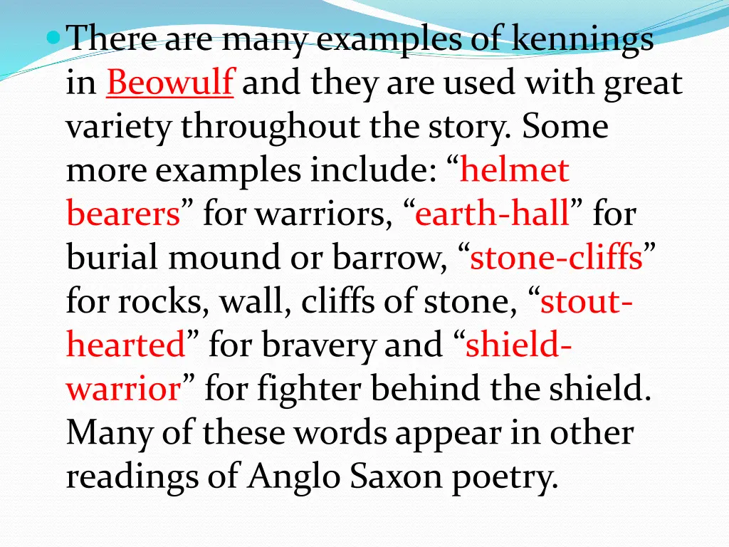 there are many examples of kennings in beowulf