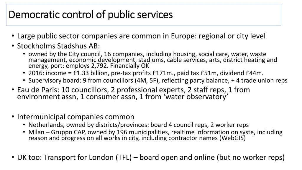 democratic control of public services democratic