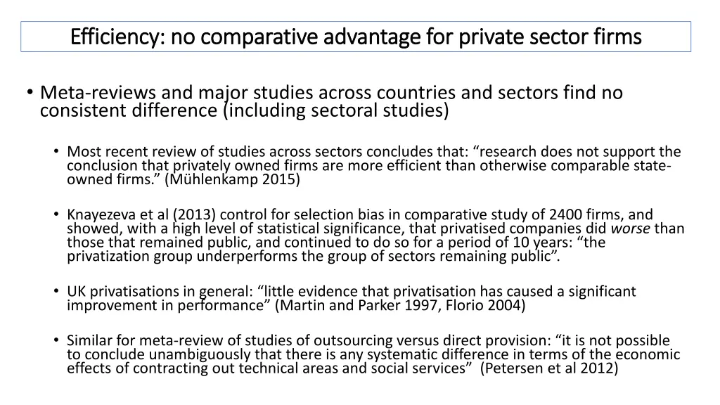 efficiency no comparative advantage for private