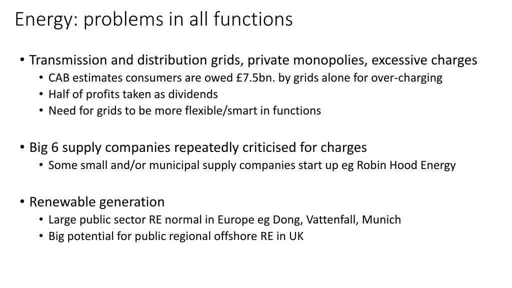 energy problems in all functions