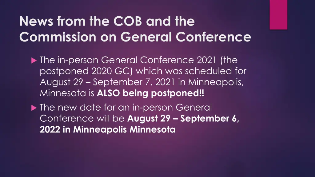 news from the cob and the commission on general