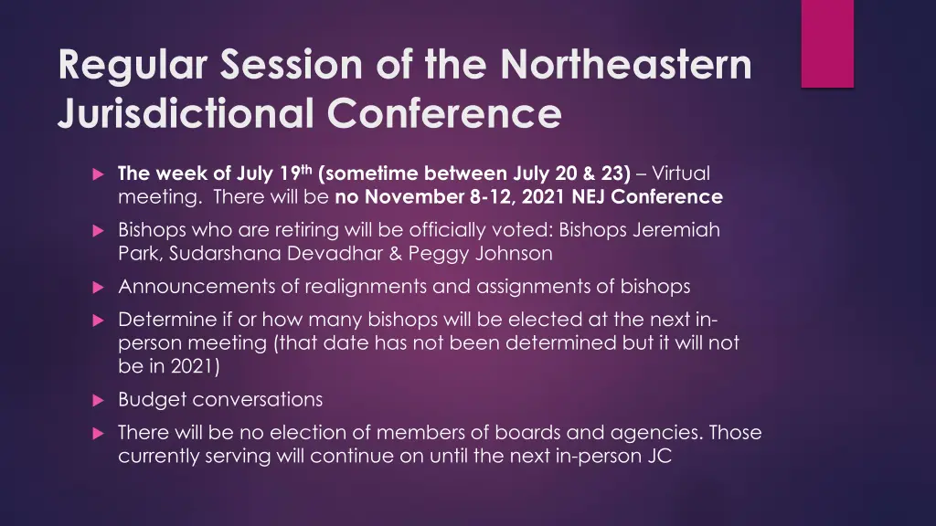 regular session of the northeastern