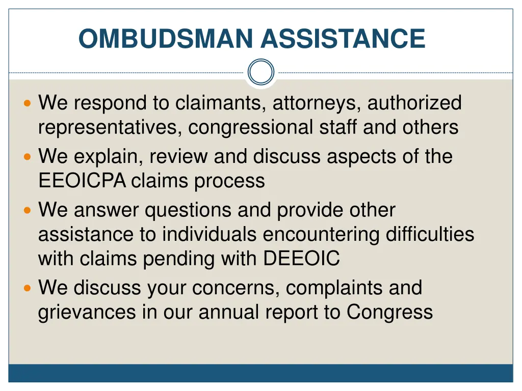 ombudsman assistance