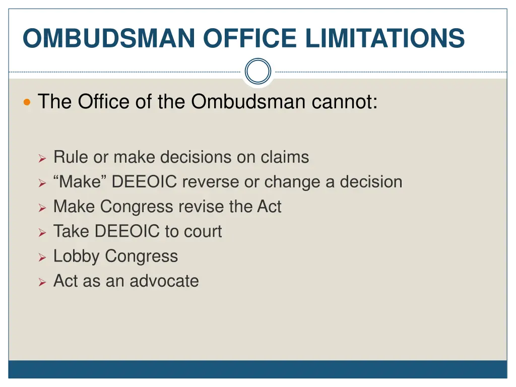 ombudsman office limitations