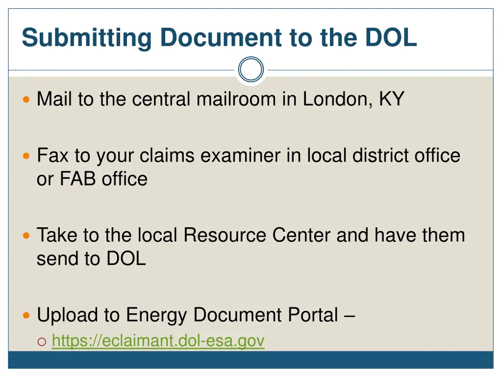 submitting document to the dol