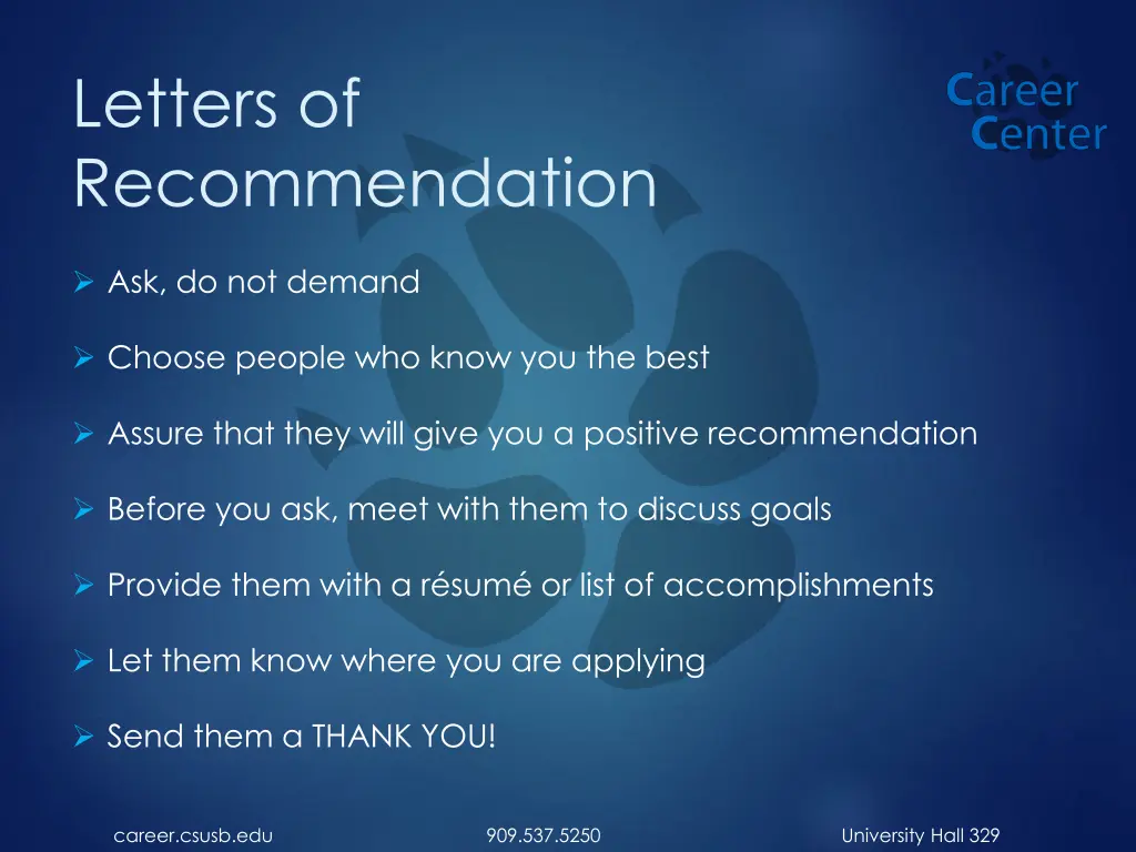 letters of recommendation