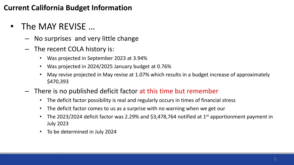 current california budget information