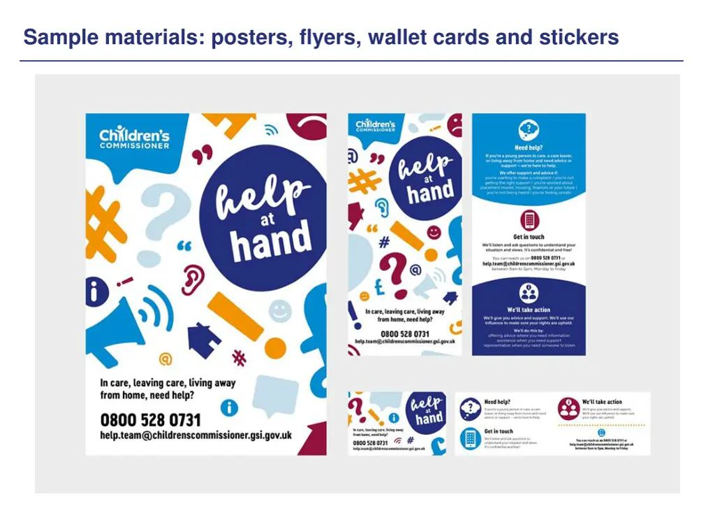 sample materials posters flyers wallet cards