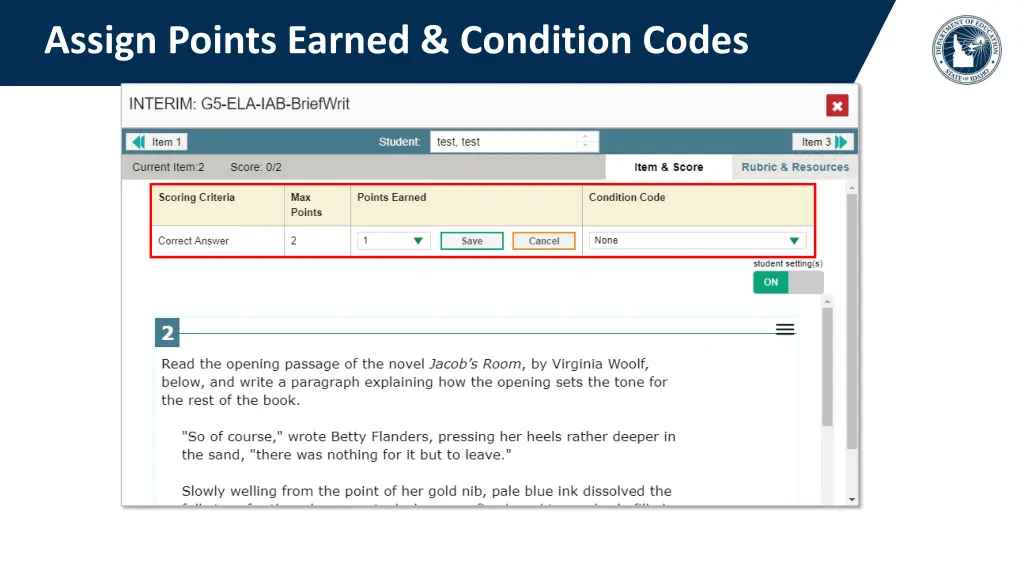 assign points earned condition codes