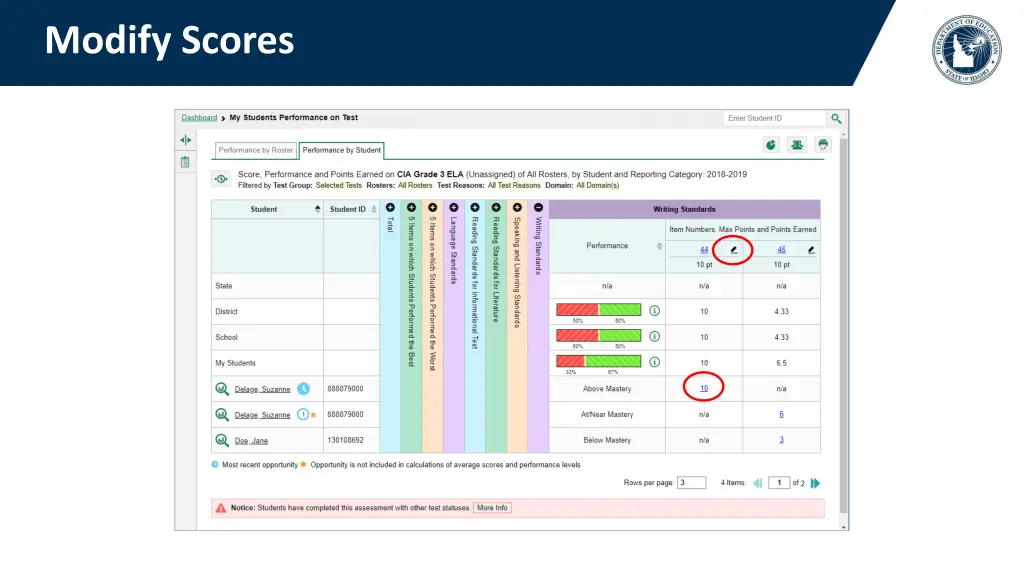 modify scores