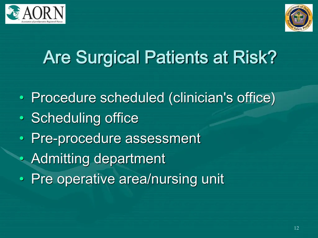 are surgical patients at risk are surgical