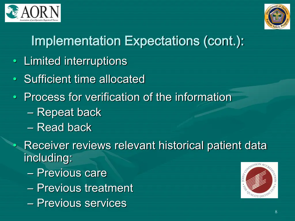 implementation expectations cont implementation