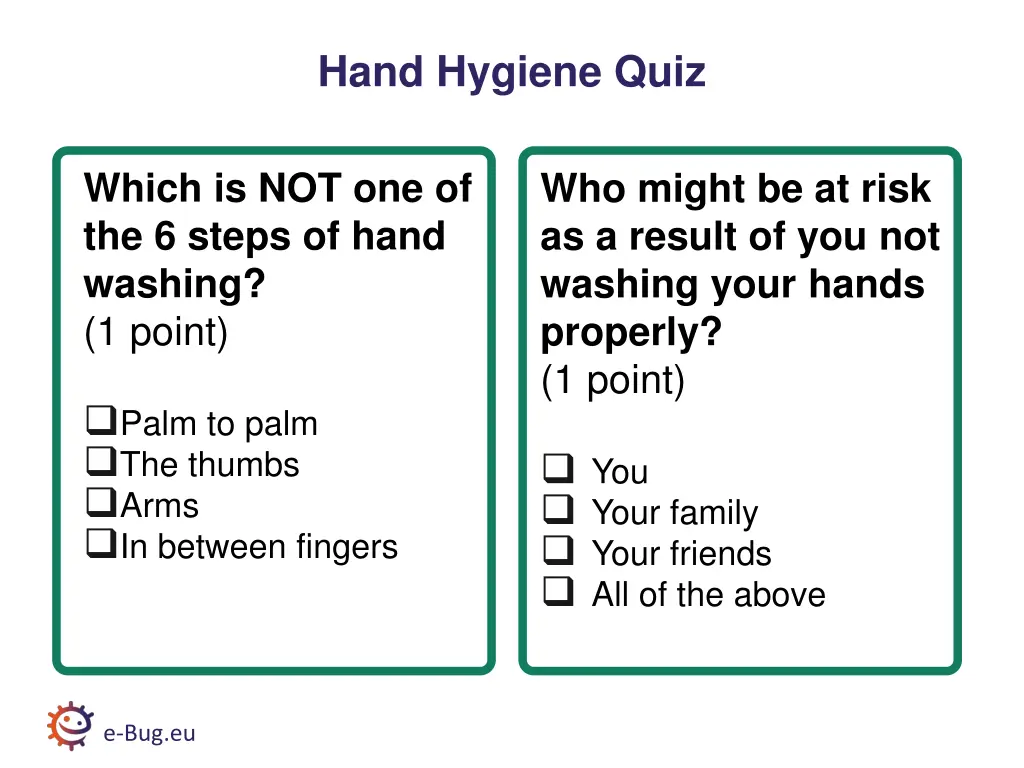 hand hygiene quiz 1