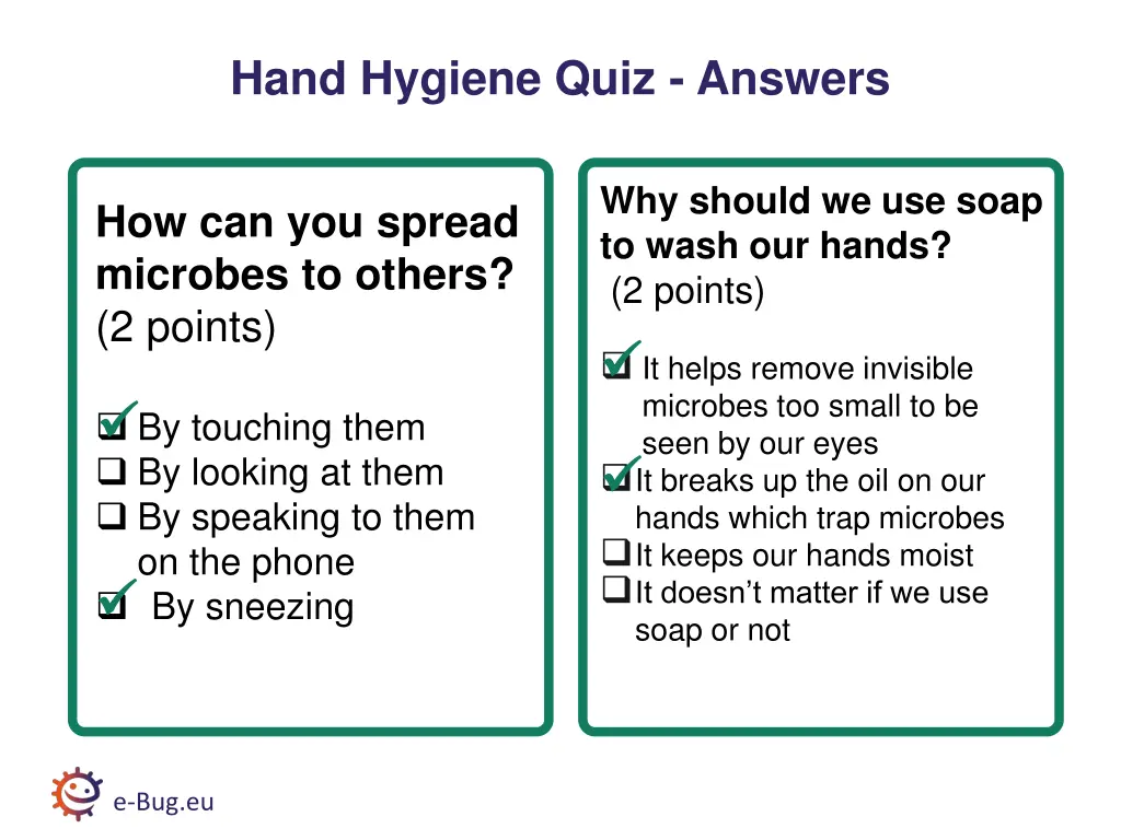 hand hygiene quiz answers