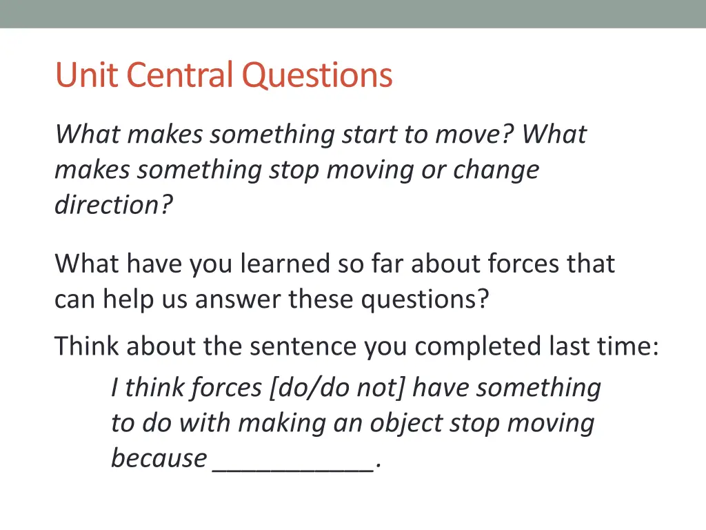 unit central questions