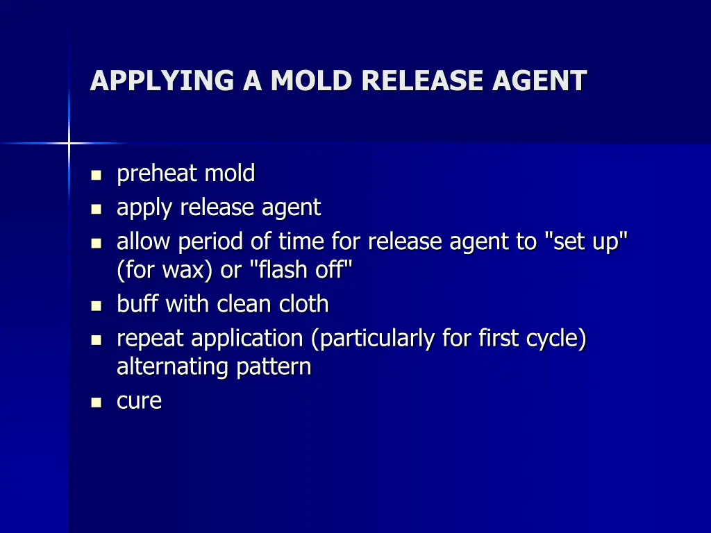 applying a mold release agent