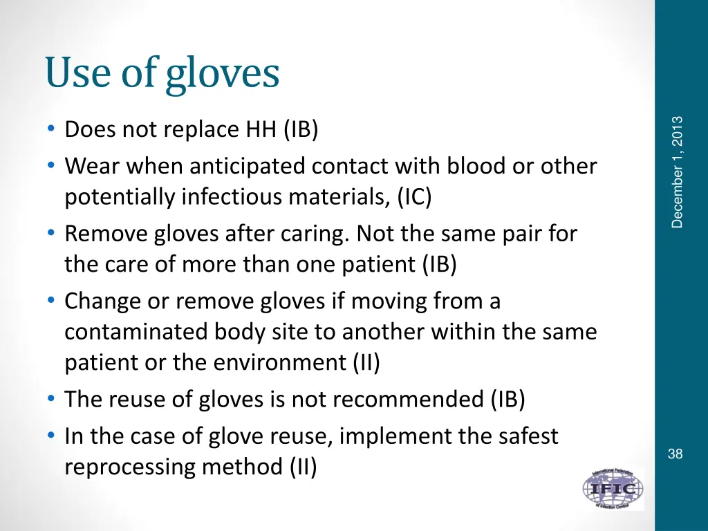 use of gloves