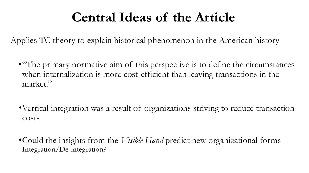 central ideas of the article