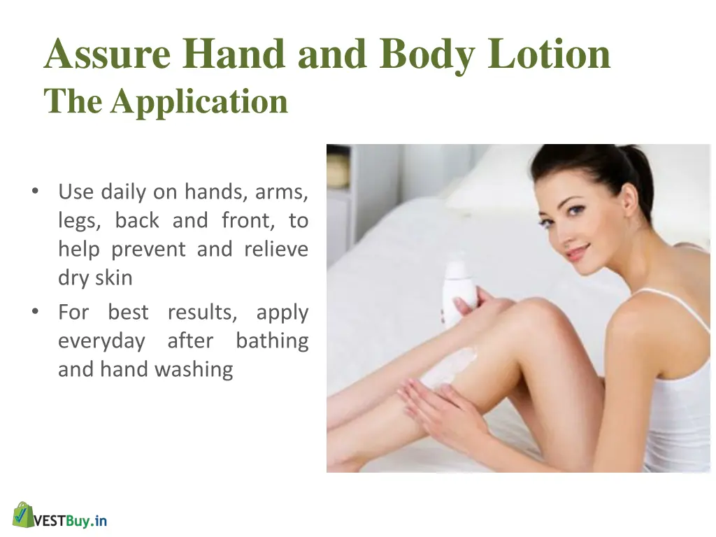 assure hand and body lotion the application