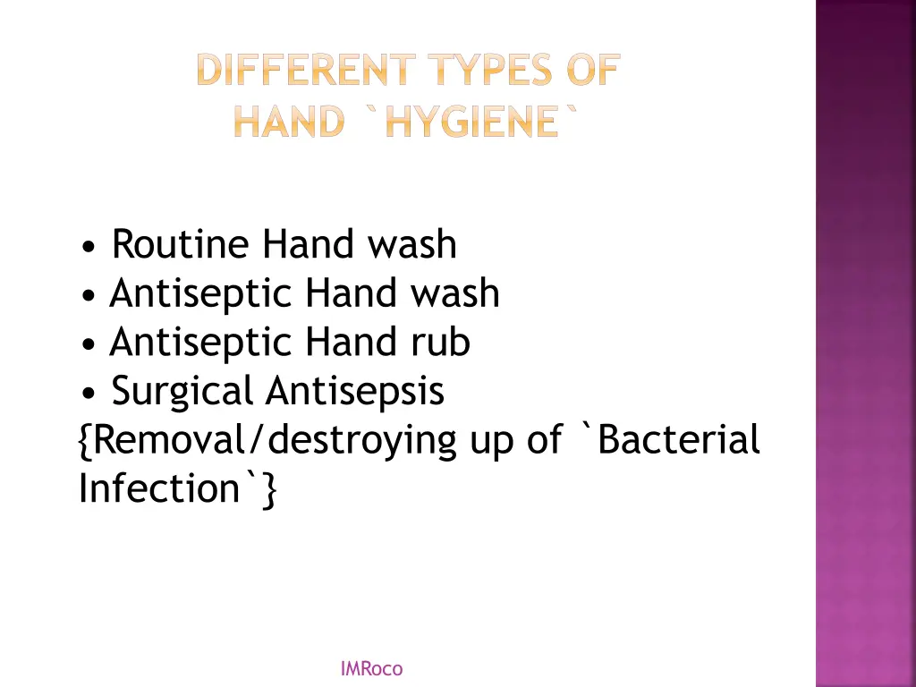 different types of hand hygiene